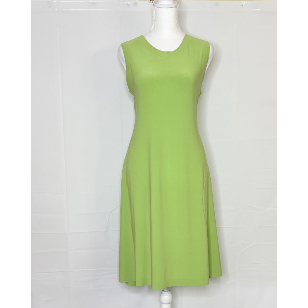 Norma Kamali Midi Dress Sleeveless Pockets‎ Small Lime Chartreuse Green Summer